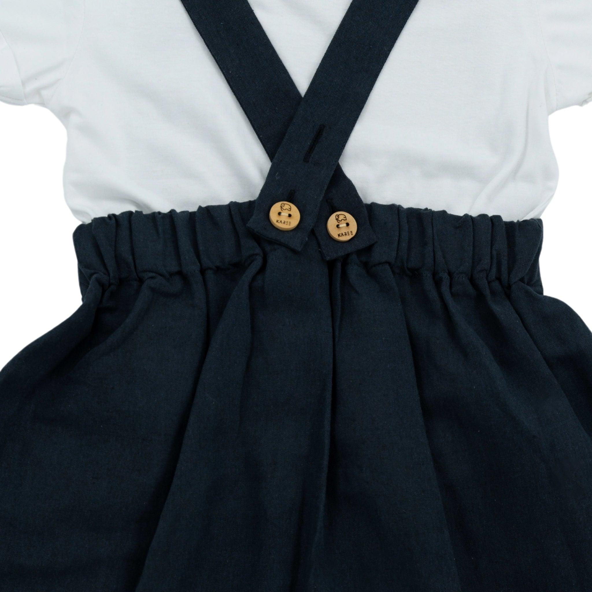 Black Linen Pinafore for Girls