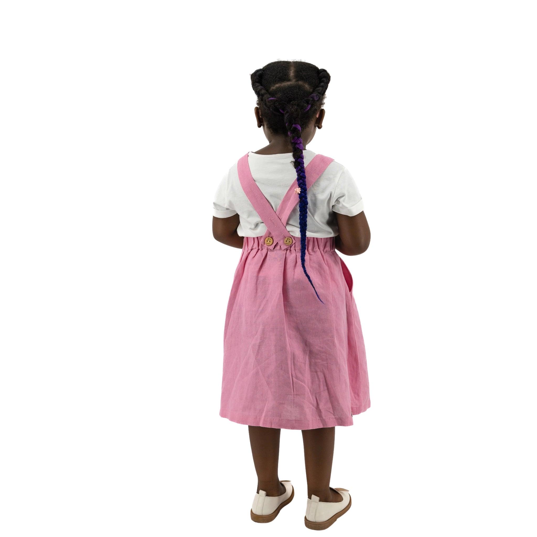 Soft Pink Linen Pinafore for Girls