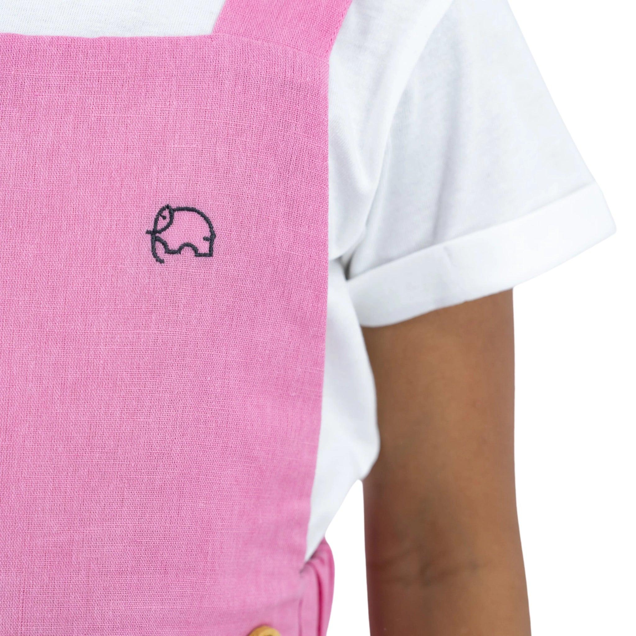 Soft Pink Linen Pinafore for Girls