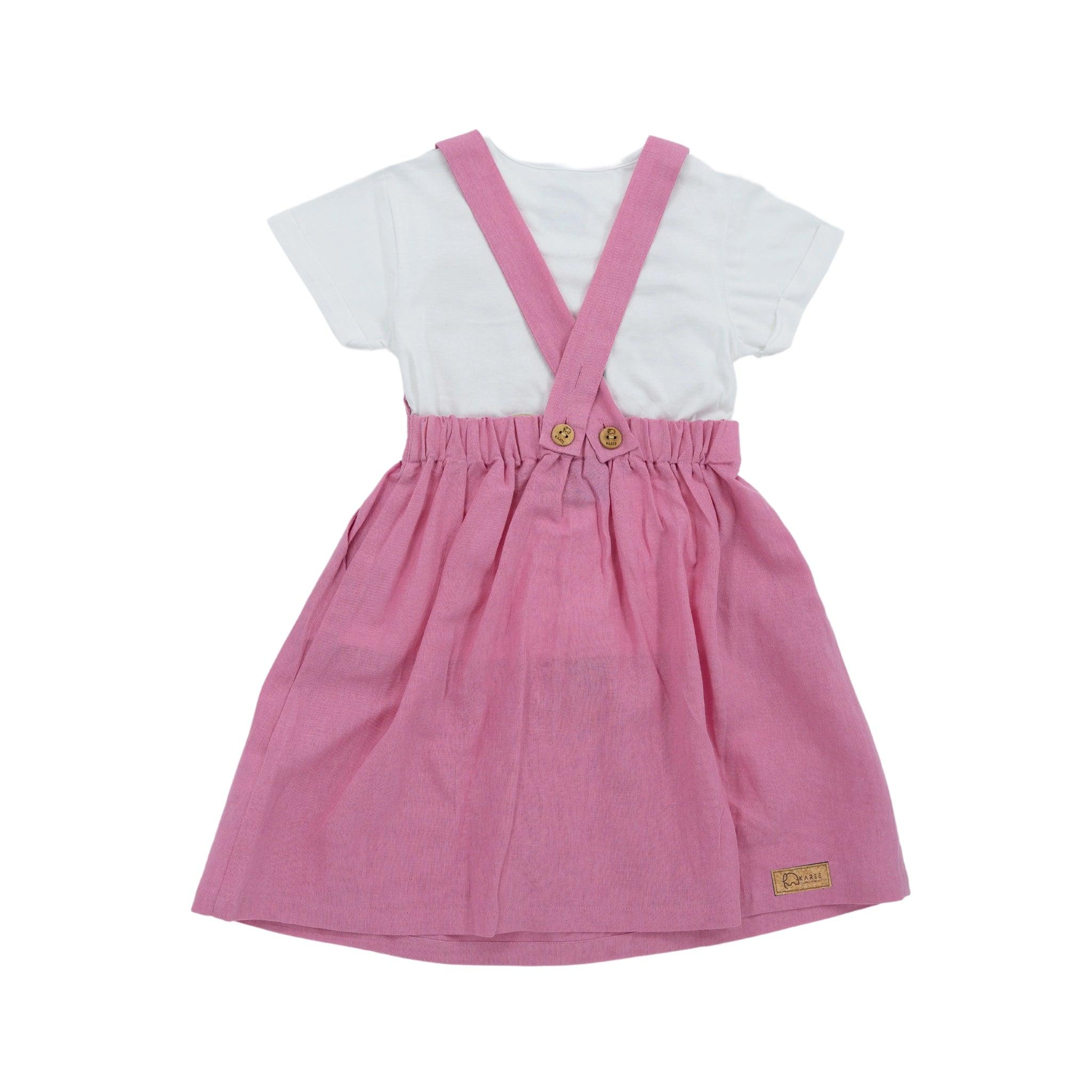 Soft Pink Linen Pinafore for Girls