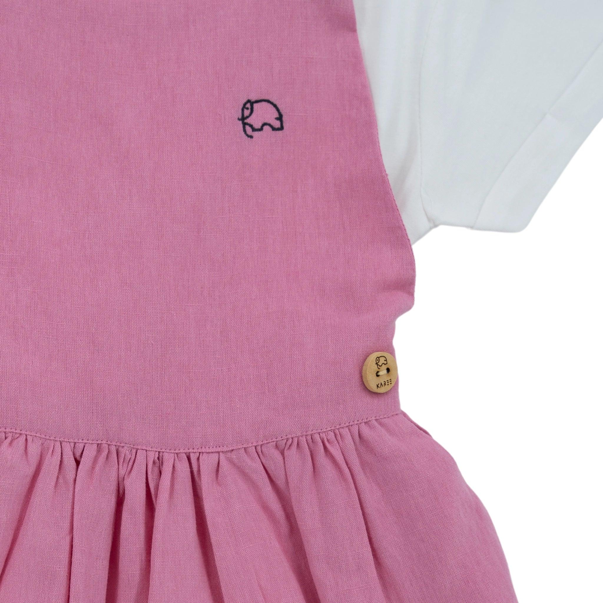 Soft Pink Linen Pinafore for Girls