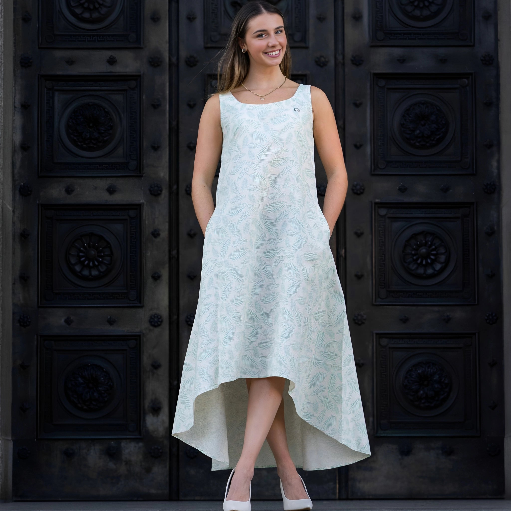 Eco-Friendly Elegant Linen High-Low Dress for women