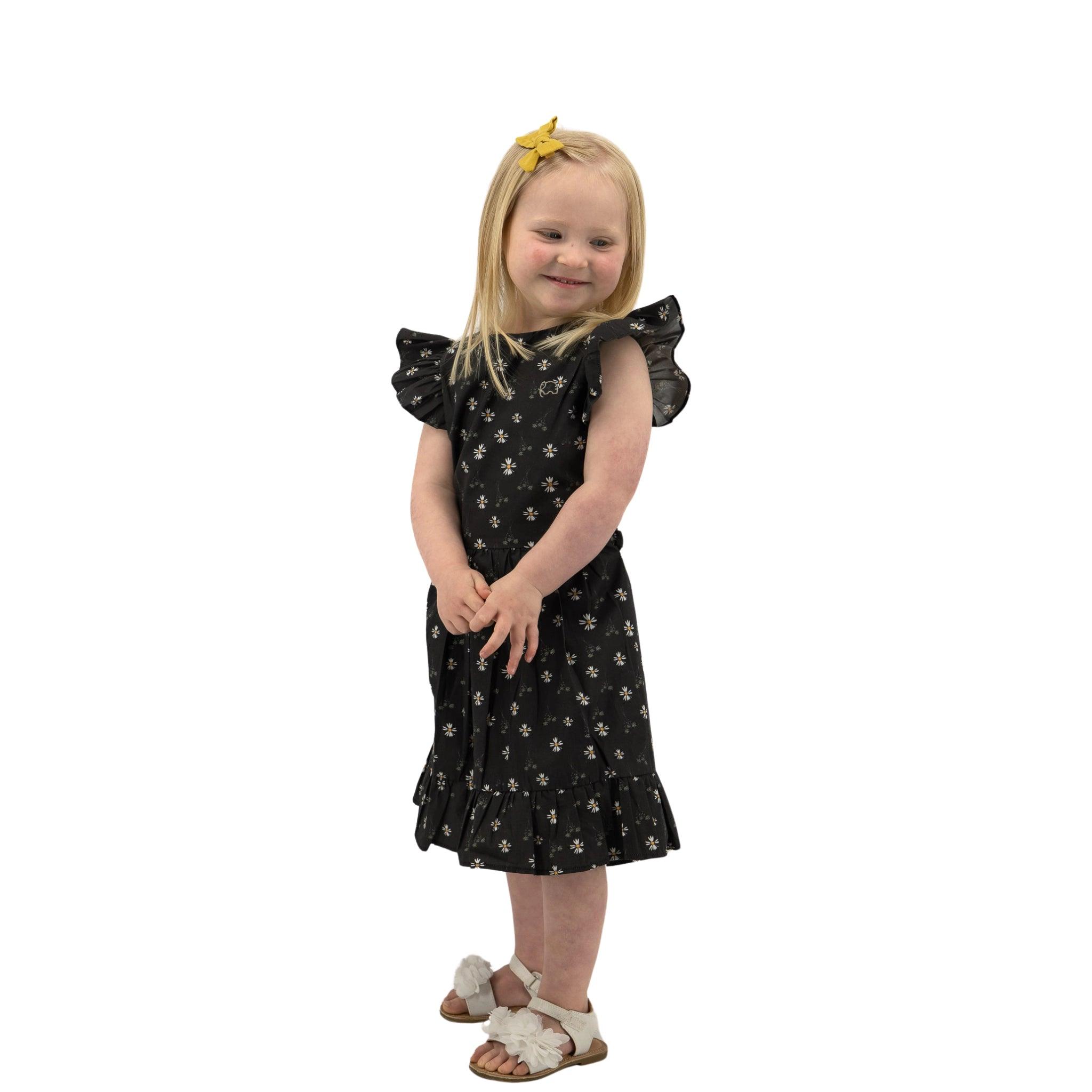 Petite Blossom Black Cotton Dress