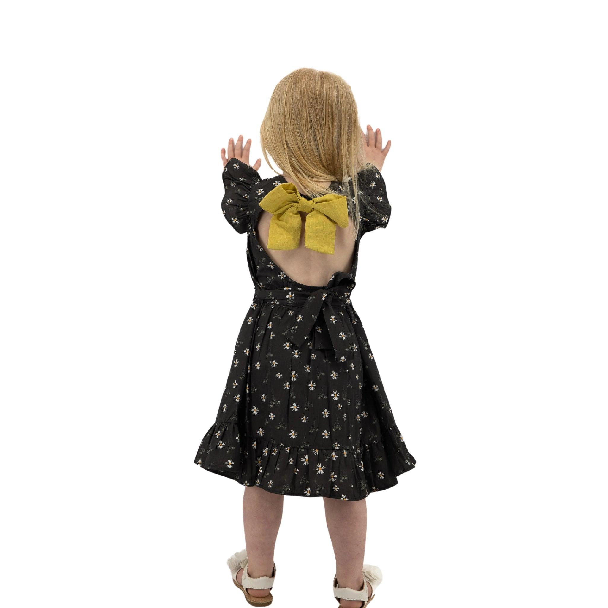 Petite Blossom Black Cotton Dress