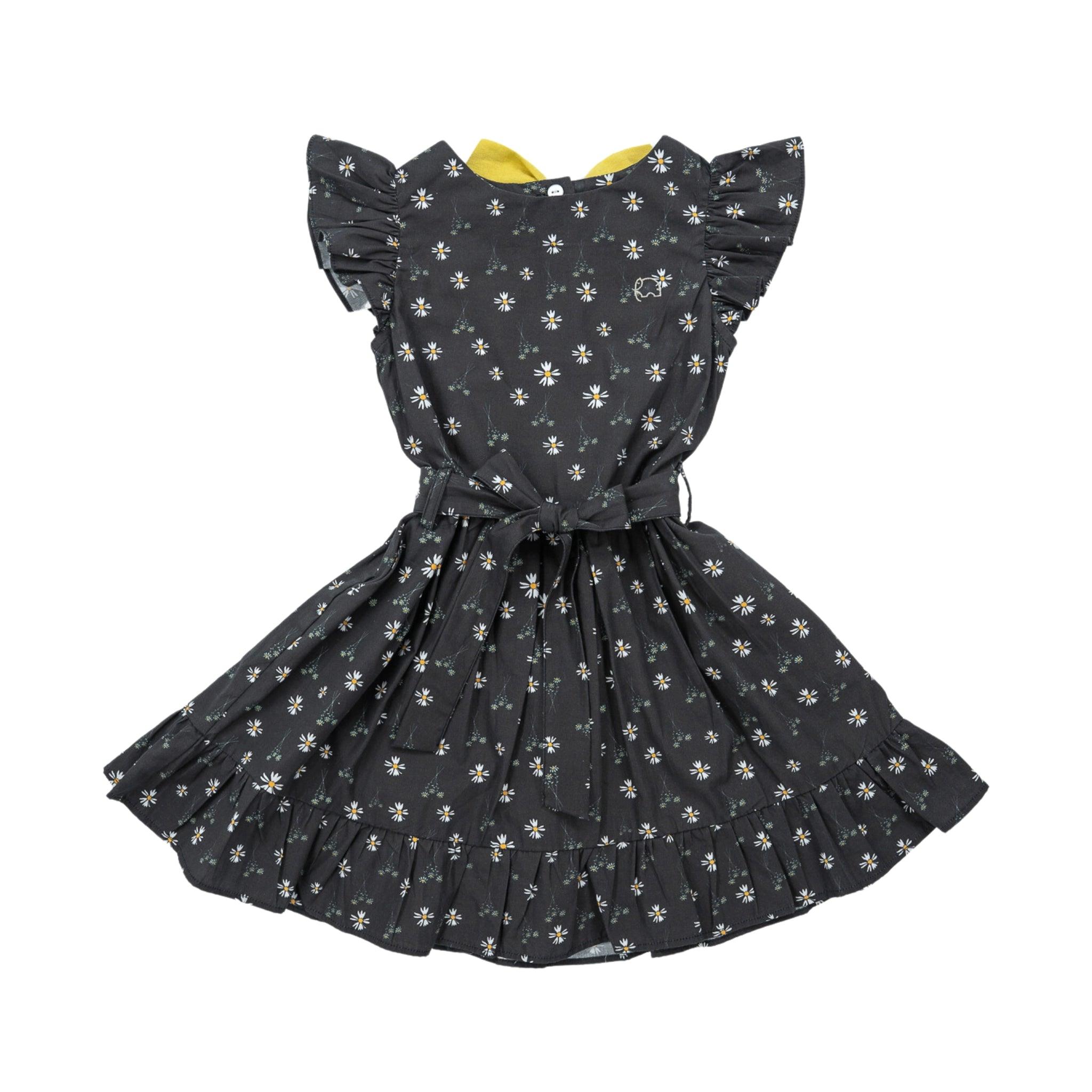 Petite Blossom Black Cotton Dress