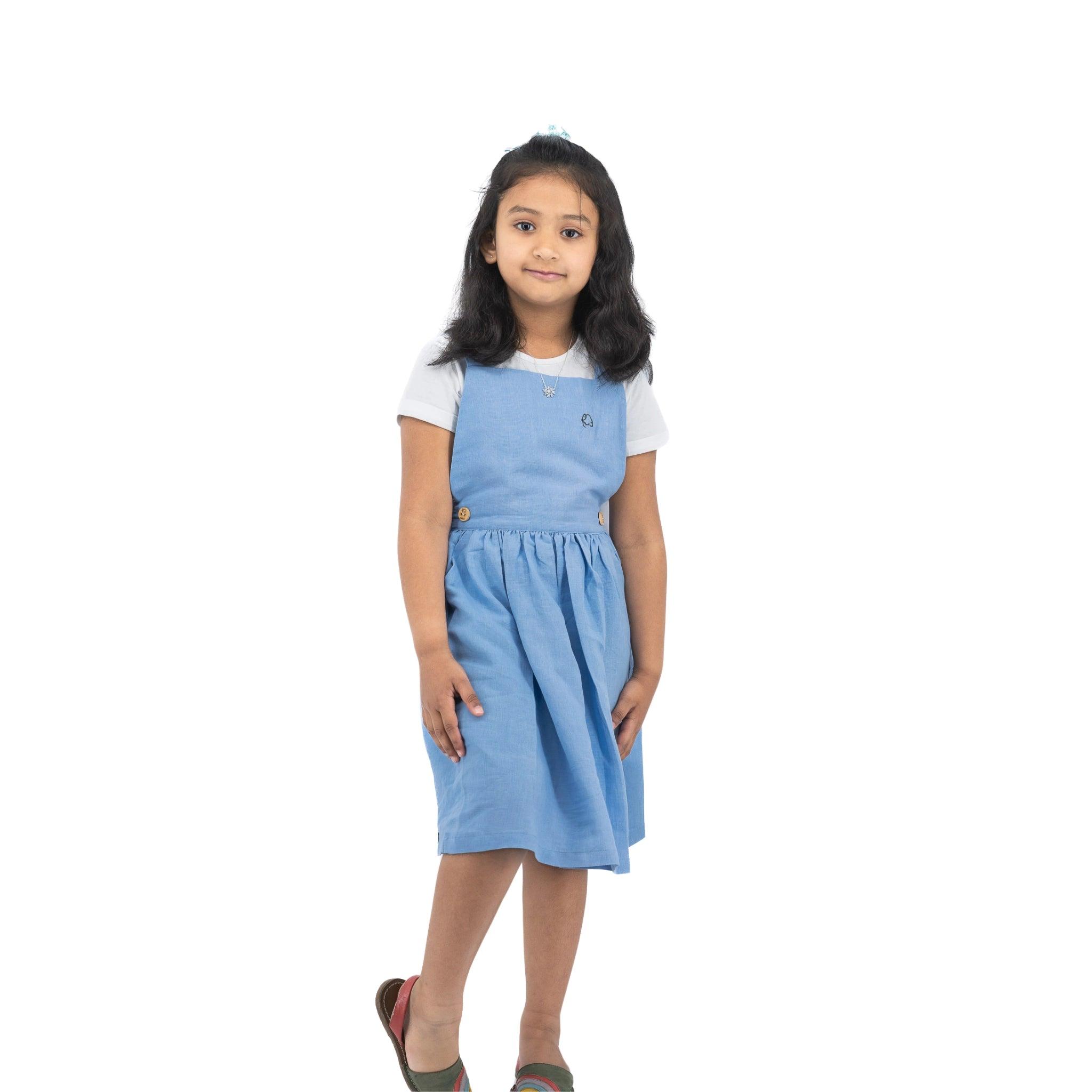 Cerulean Blue Linen Pinafore