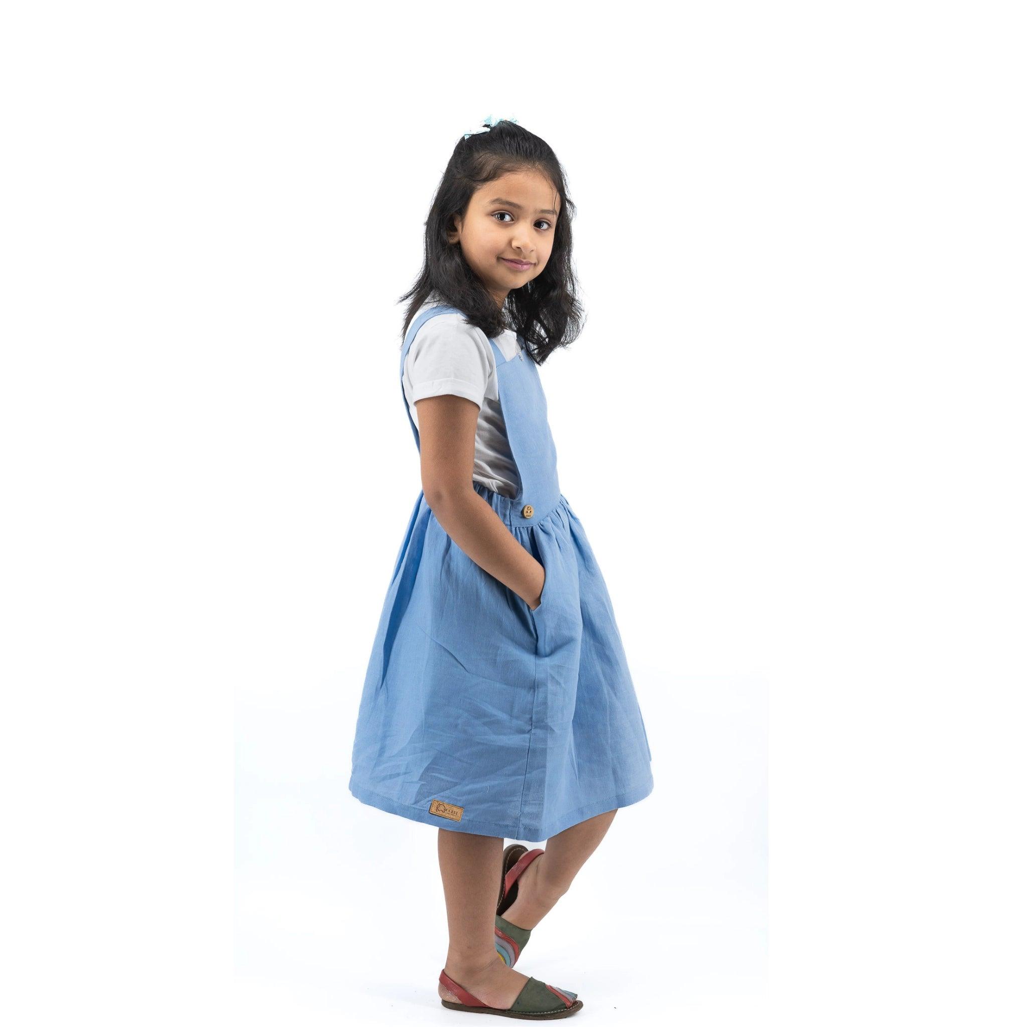 Cerulean Blue Linen Pinafore