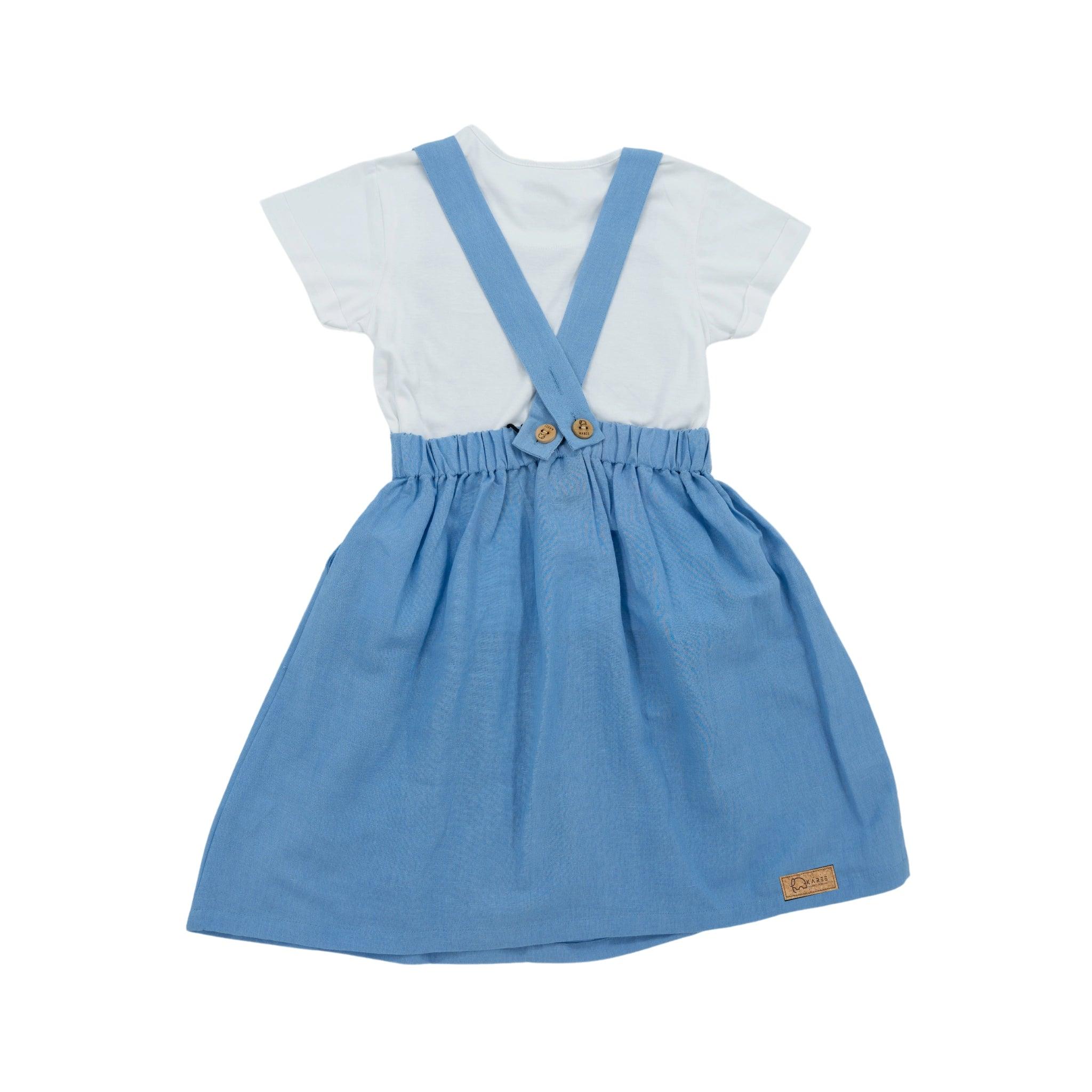 Cerulean Blue Linen Pinafore