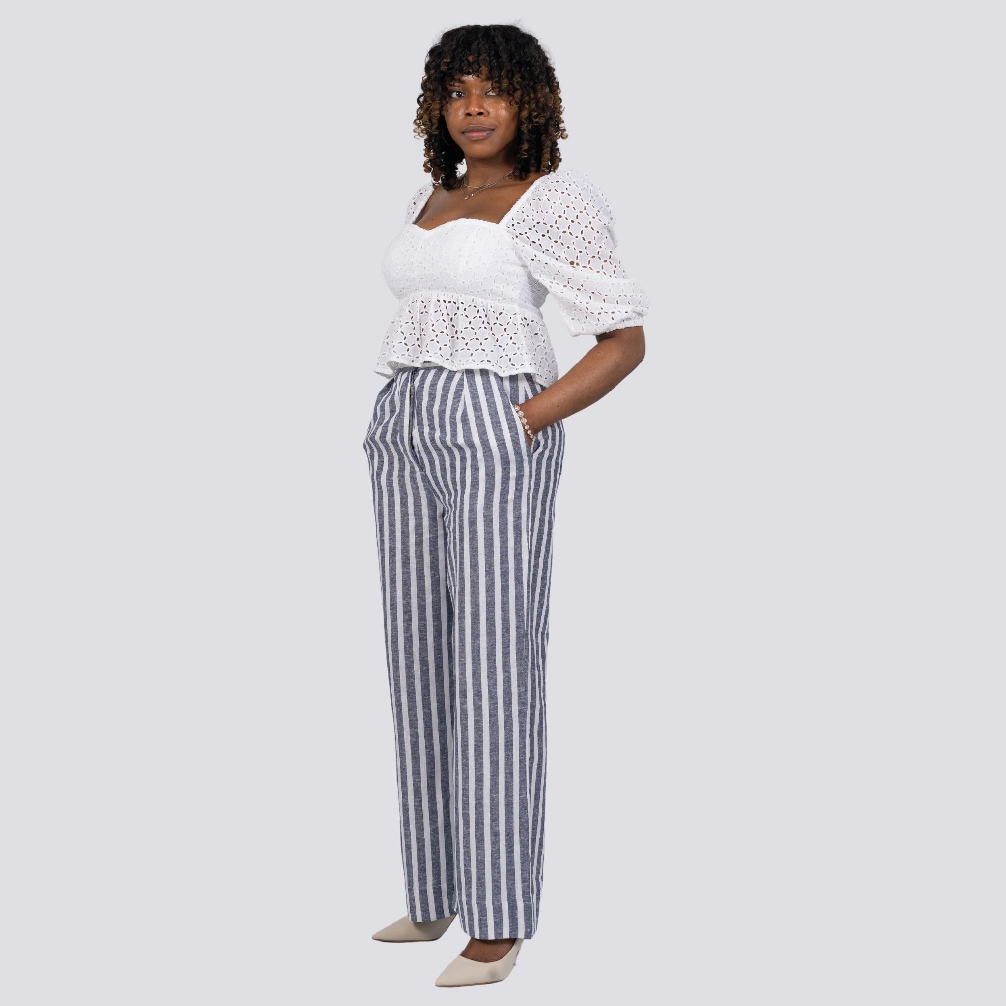 Monochrome Chic Linen Trousers