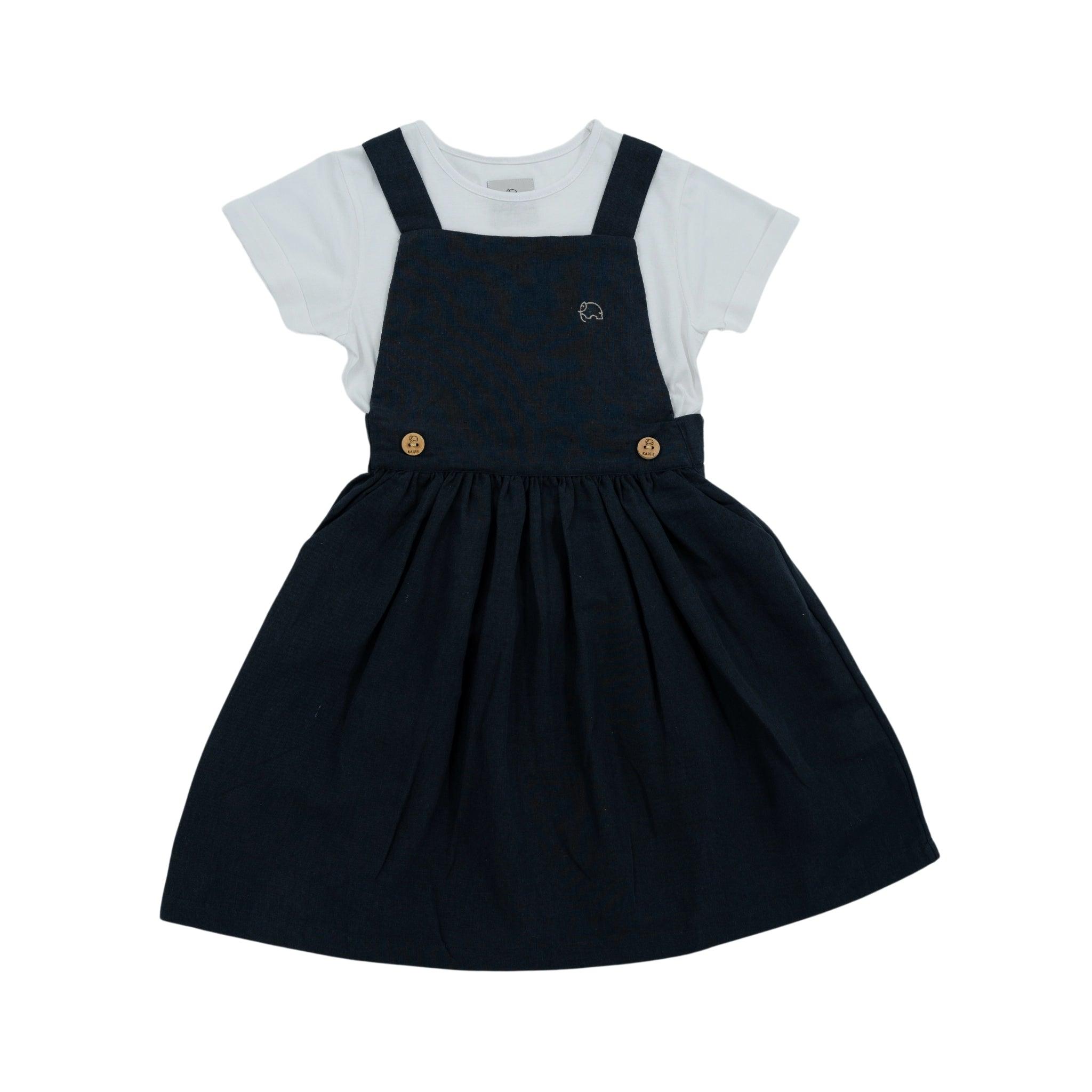 Black Linen Pinafore for Girls