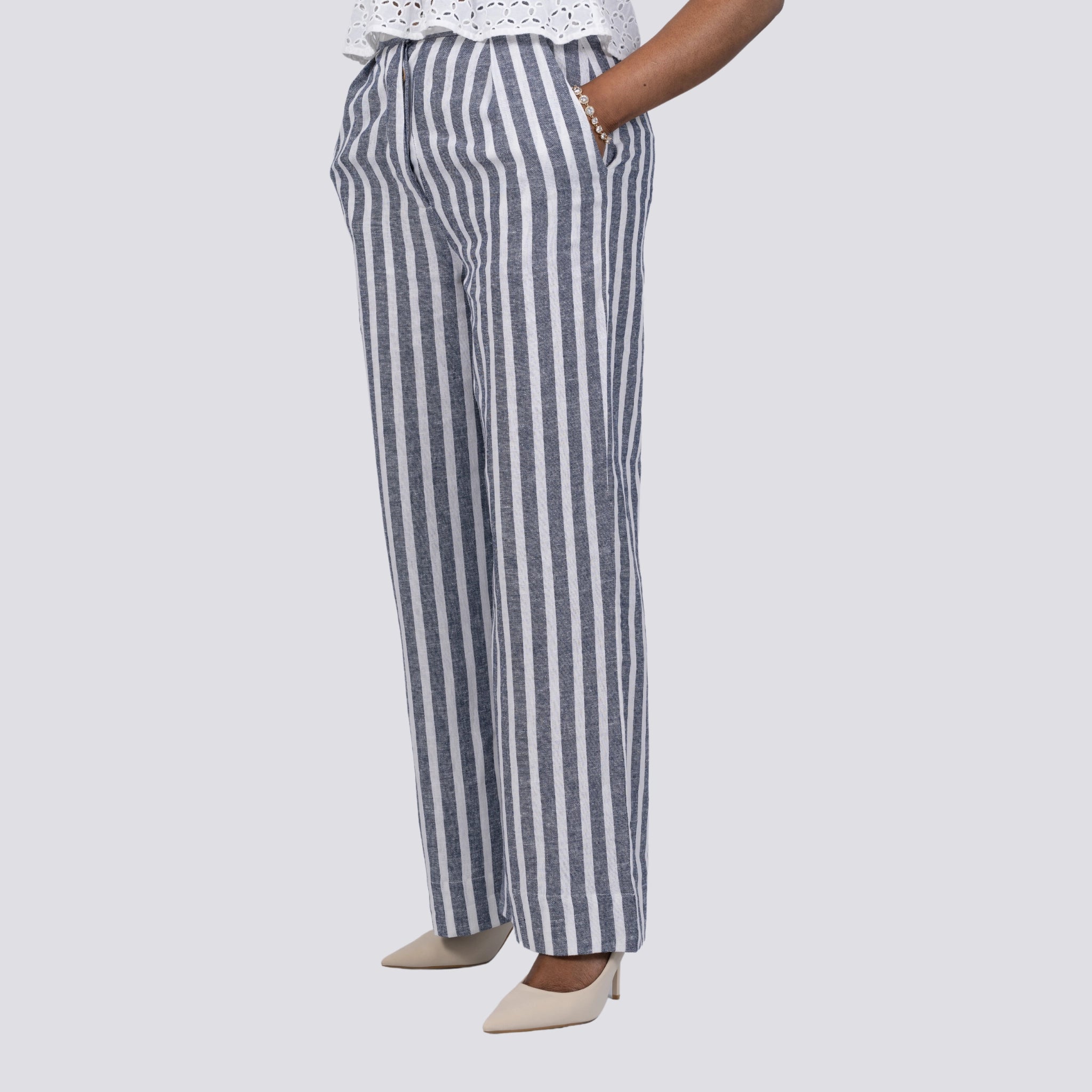 Monochrome Chic Linen Trousers