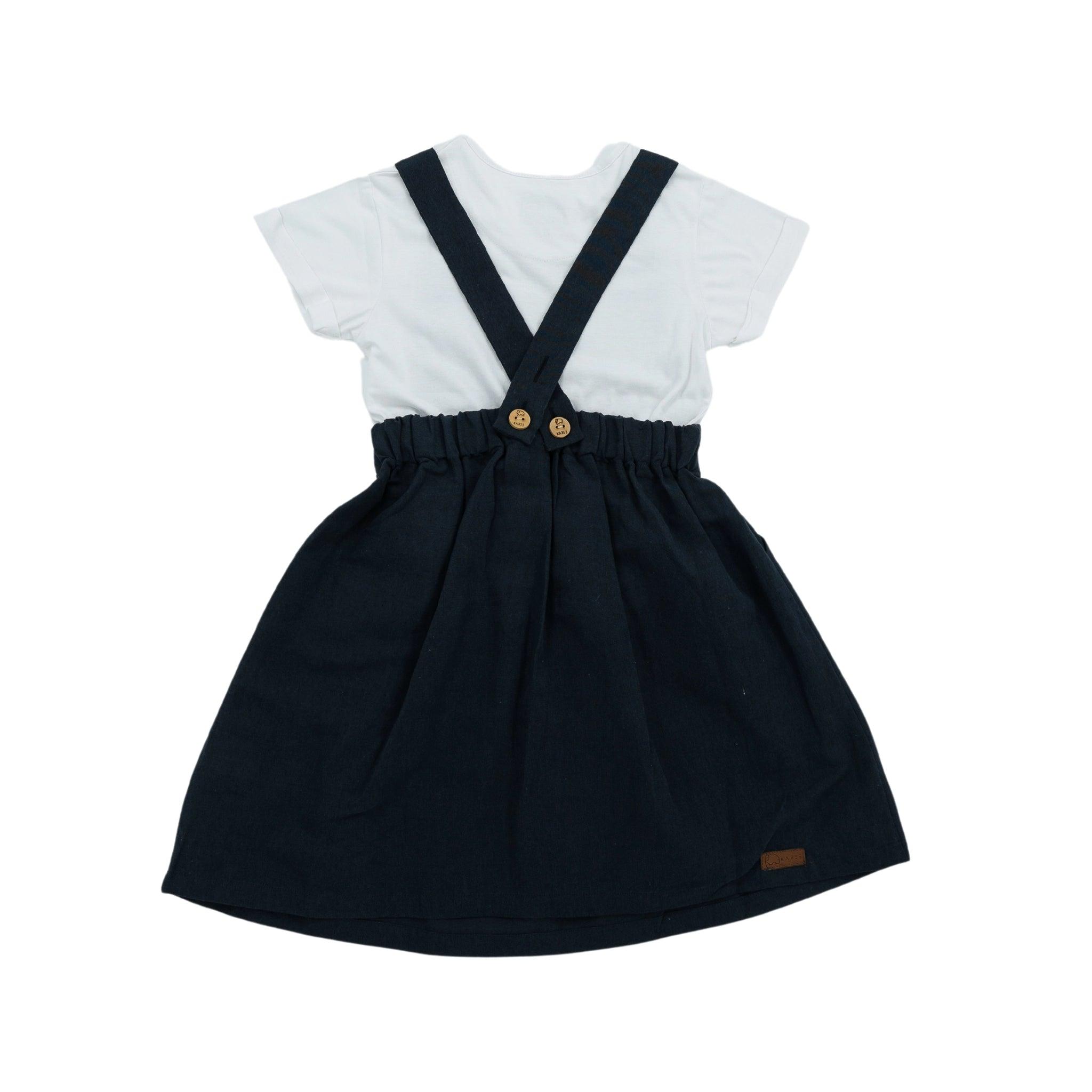 Black Linen Pinafore for Girls