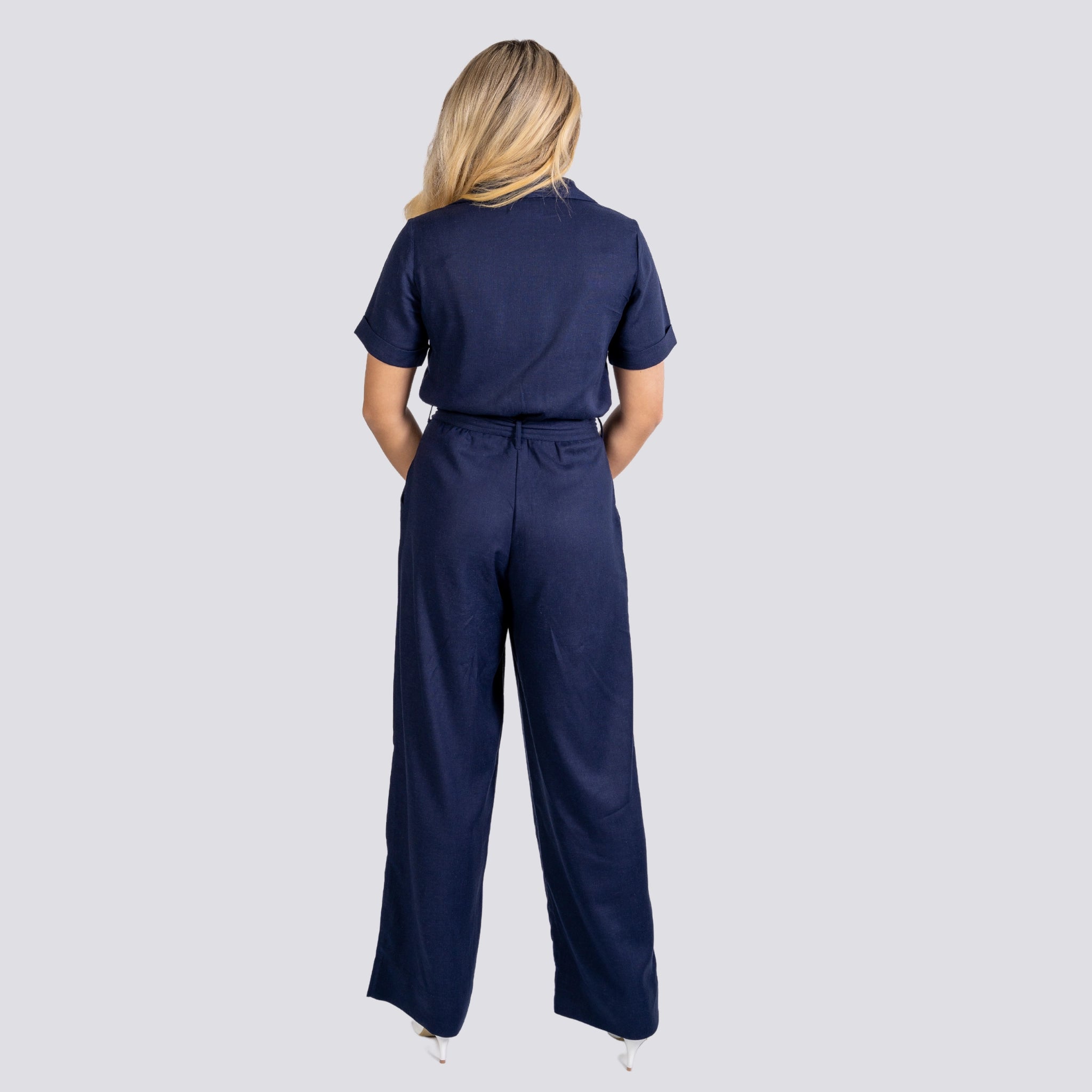 Midnight Blue Elegence Linen Jumpsuit