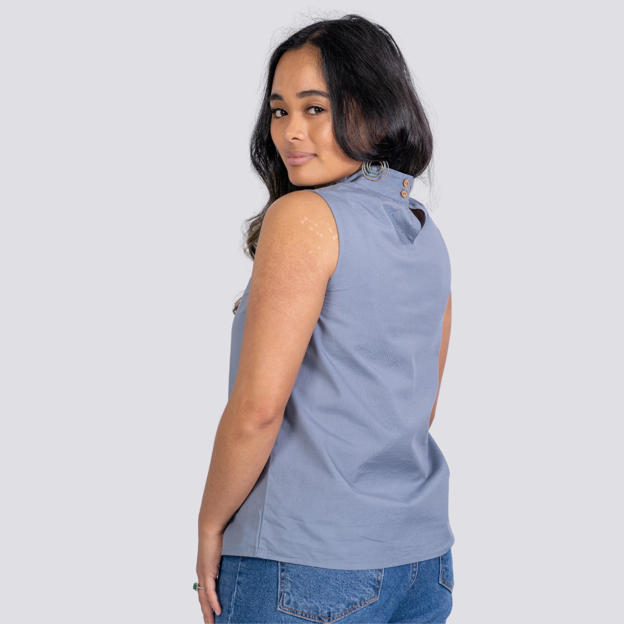 Grey Linen Sleeveless Top