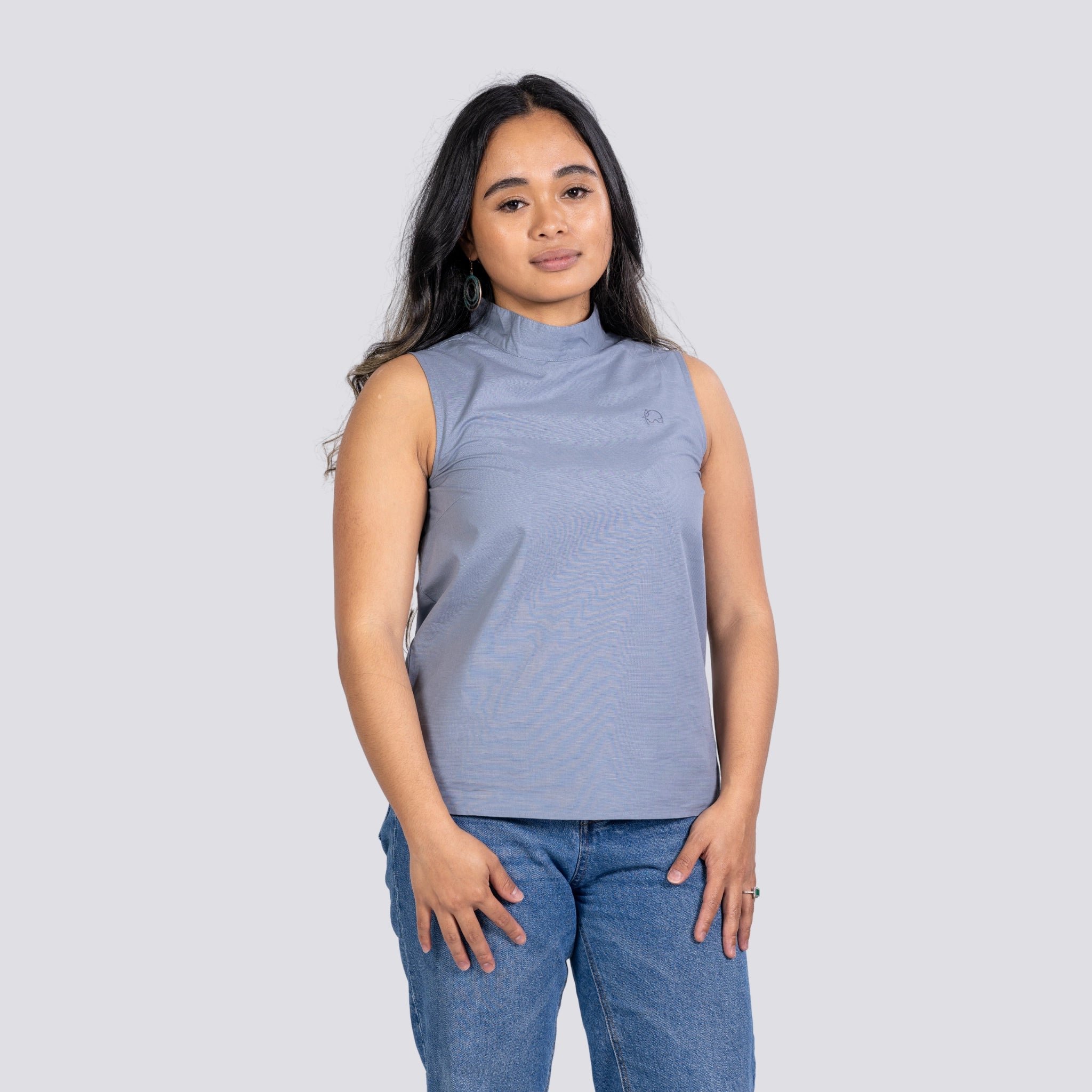 Grey Linen Sleeveless Top