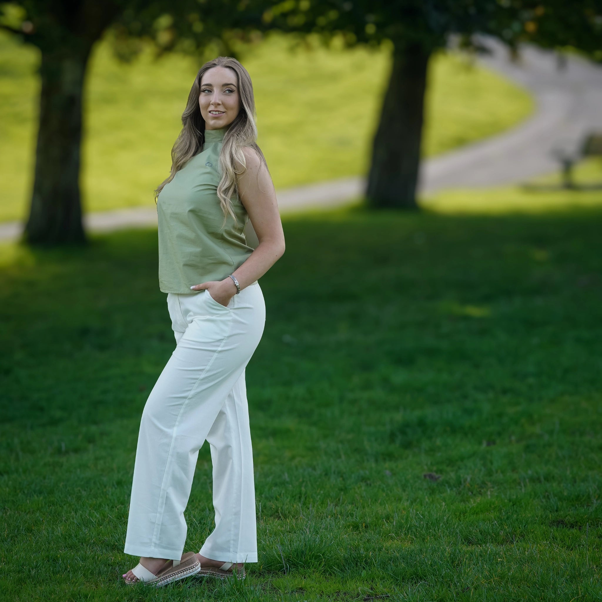 Effortless Elegance with a Sustainable Touch: White Whisper Linen Trousers