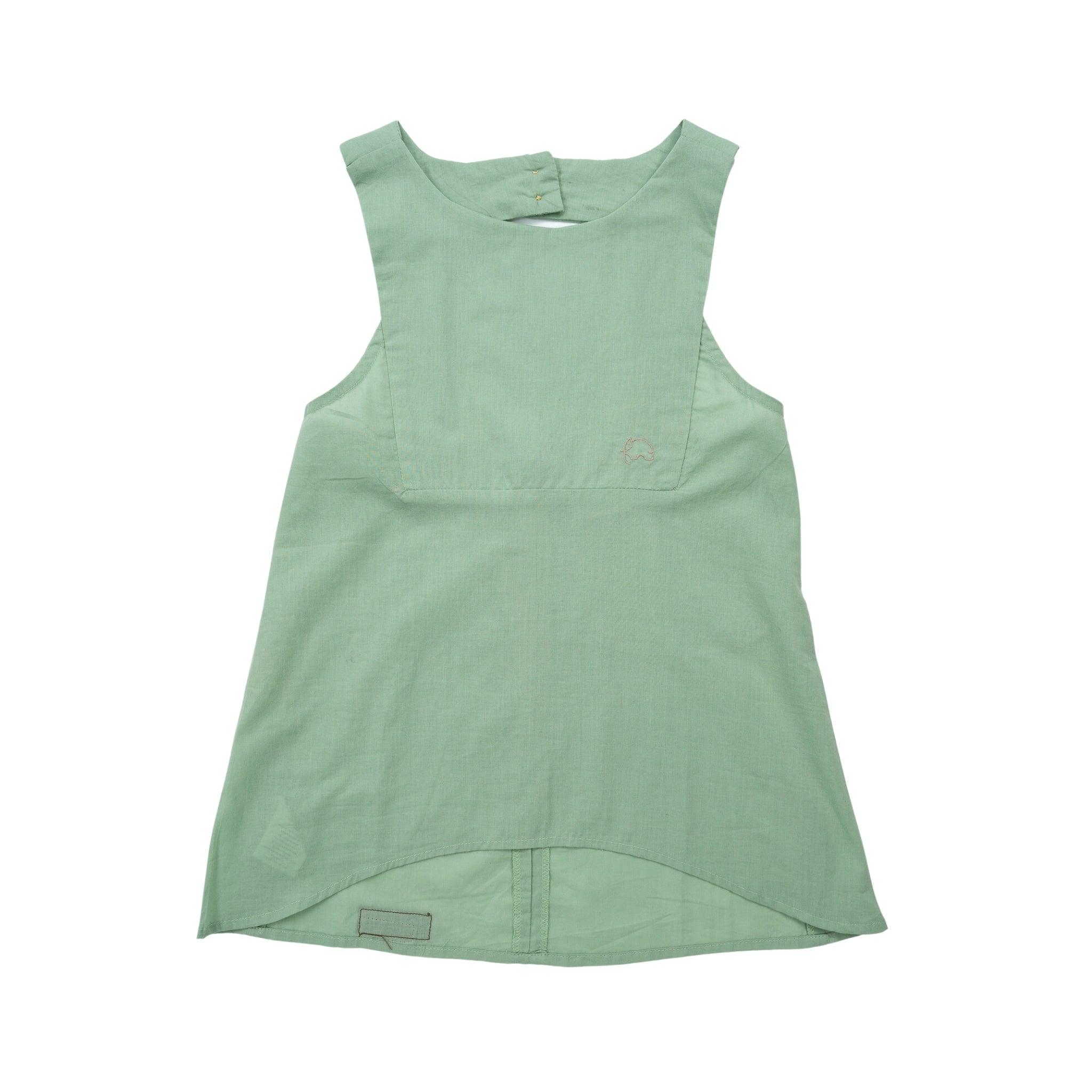 Smoke Green Cotton Kids Top - TopsKaree